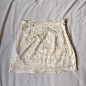 SHEIN Cream Daisy Satin Mini Skirt